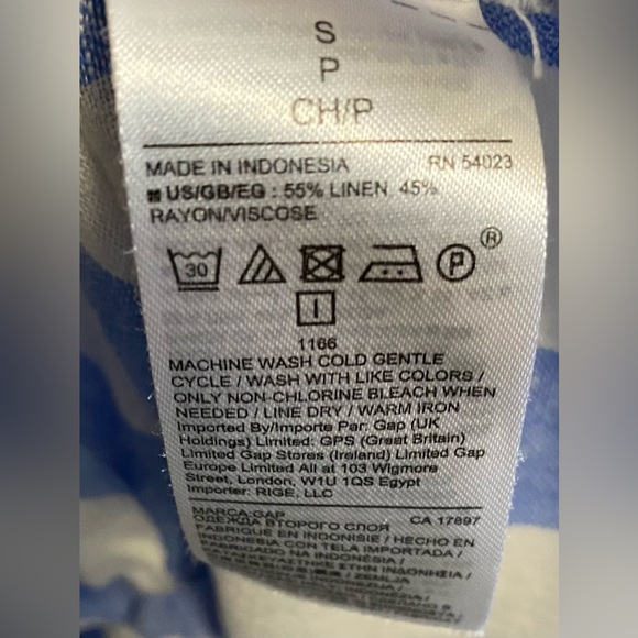 NWOT GAP Linen Mix Blue & White Striped  Tied Front Crop Top Size Small - Picture 8 of 8